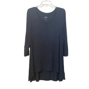 Logo Lori Goldstein High Low Hem Scoop Neck Top Tunic Size Large Rayon Spandex